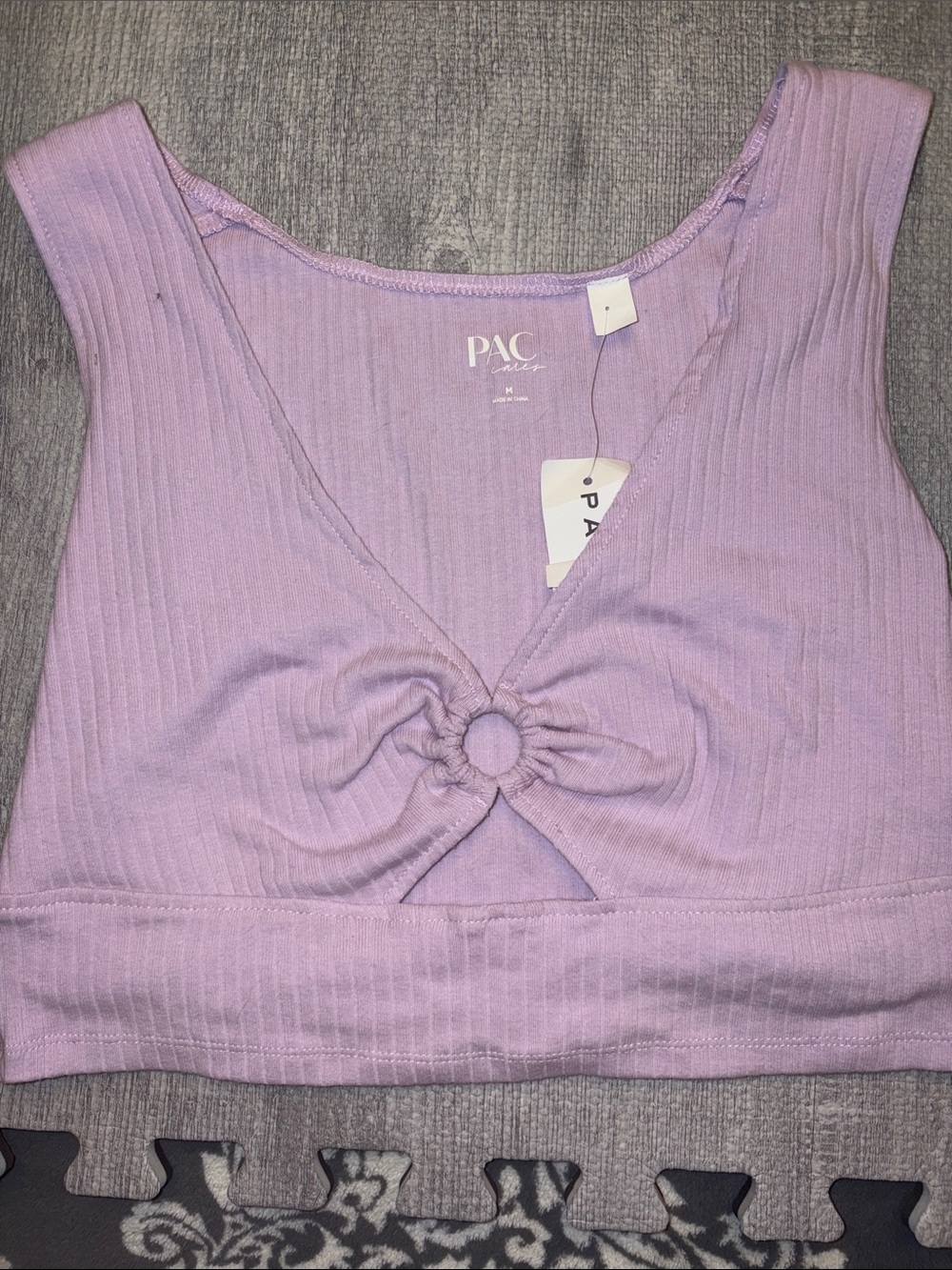 PacSun Lavender Ribbed Ring-Front Crop Top